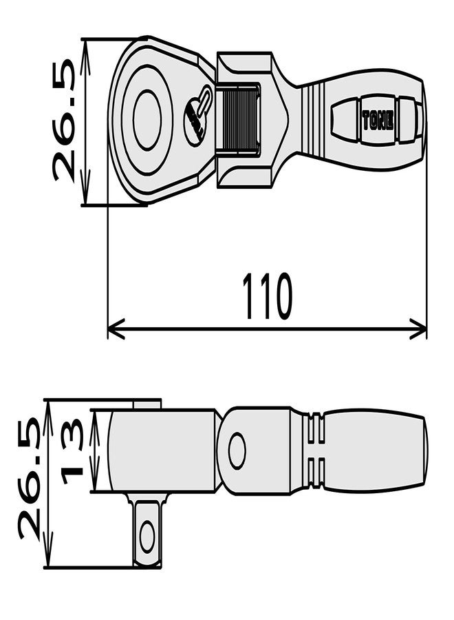 TONE Short Ratchet Handle Flex Head (Socket Hold Type) RH3FHS 3/8" Inch Drive - Image 5