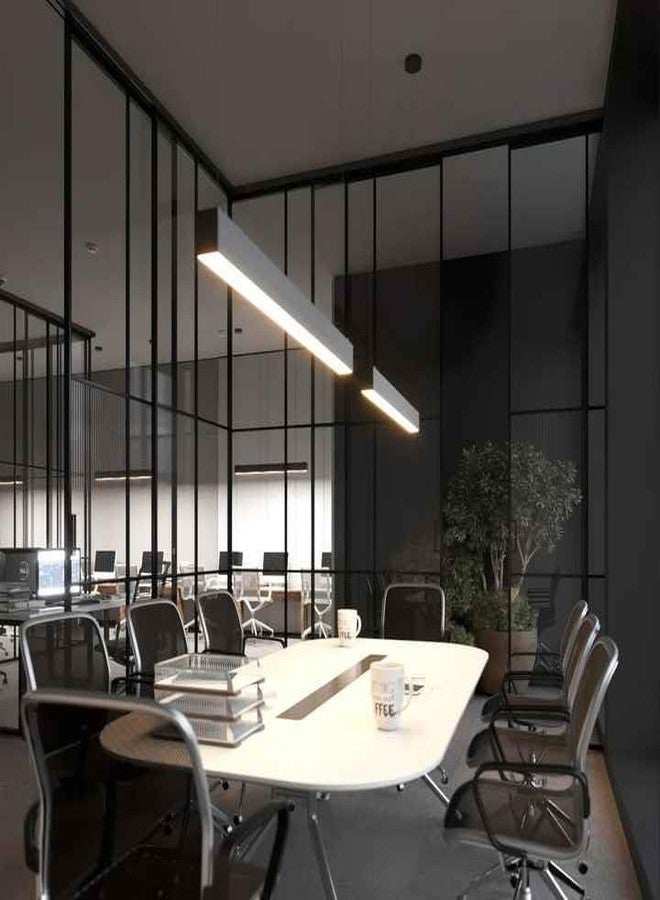 Decor chronicle 32W LED Office Ceiling Light | Height Adjustable Hanging Light | Aluminum | Indoor Commercial Profile Pendant Lamp | Office, Gym Lighting | Single Color (Linear Black) - Image 3