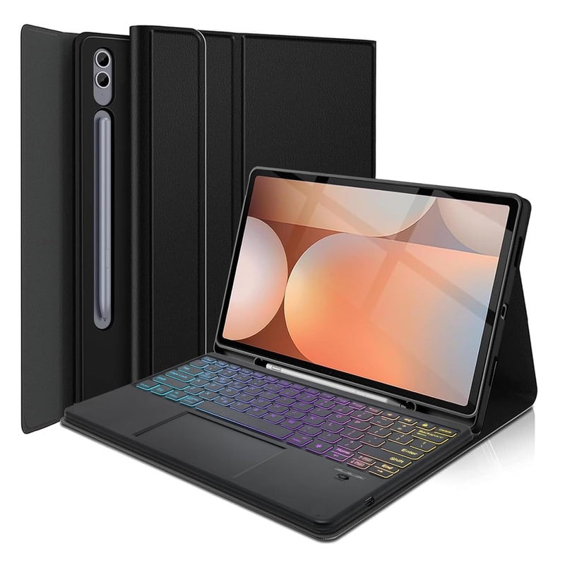 typecase حافظة لوحة المفاتيح لجهاز سامسونج جالاكسي تاب S10 بلس، S9 بلس و S9 FE بلس (12.4 بوصة)، إضاءة خلفية بـ 7 ألوان ولوحة تتبع، حامل قلم S، 3 زوايا عرض، لوحة مفاتيح قابلة للفصل مغناطيسياً (لا تناسب S10 FE+)  - Image 1