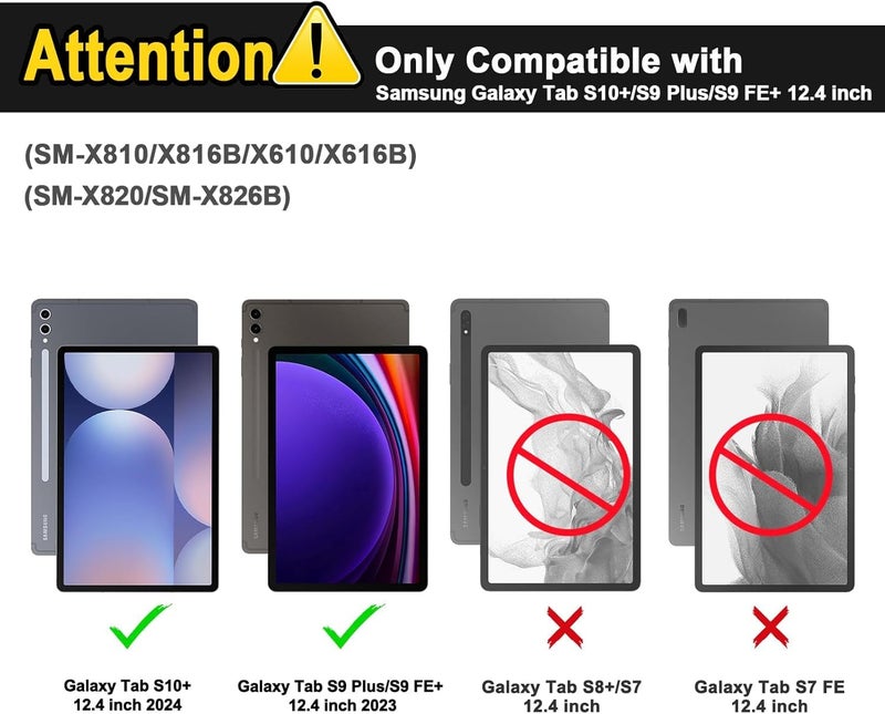 typecase حافظة لوحة المفاتيح لجهاز سامسونج جالاكسي تاب S10 بلس، S9 بلس و S9 FE بلس (12.4 بوصة)، إضاءة خلفية بـ 7 ألوان ولوحة تتبع، حامل قلم S، 3 زوايا عرض، لوحة مفاتيح قابلة للفصل مغناطيسياً (لا تناسب S10 FE+)  - Image 2
