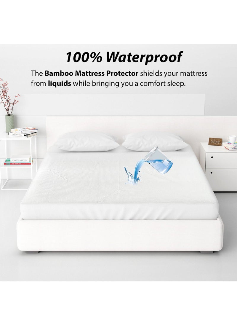House One Waterproof And Mattress Protector Made From 100% Waterproof Cotton Made in Saudi Size 200x100 cm - white - Image 2