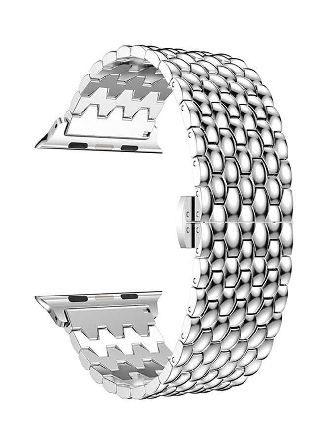 NIBEMINENT Business Formal Style Stainless Steel Watch Strap For Apple Series 3/ 2/ 1 Silver - Image 1