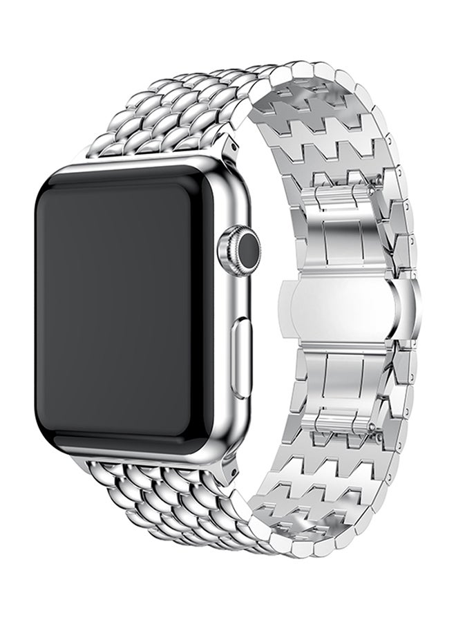 NIBEMINENT Business Formal Style Stainless Steel Watch Strap For Apple Series 3/ 2/ 1 Silver - Image 2