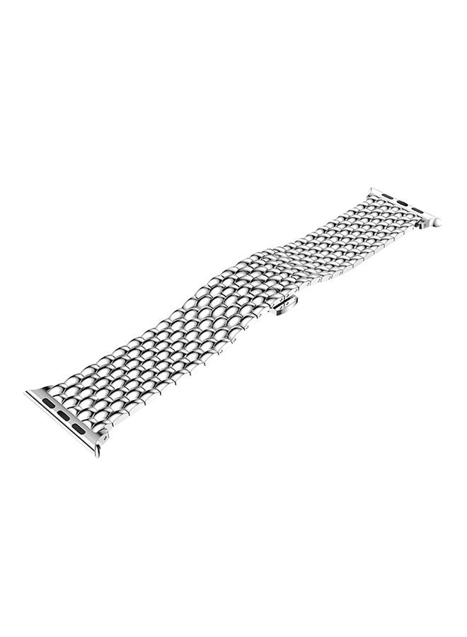 NIBEMINENT Business Formal Style Stainless Steel Watch Strap For Apple Series 3/ 2/ 1 Silver - Image 3