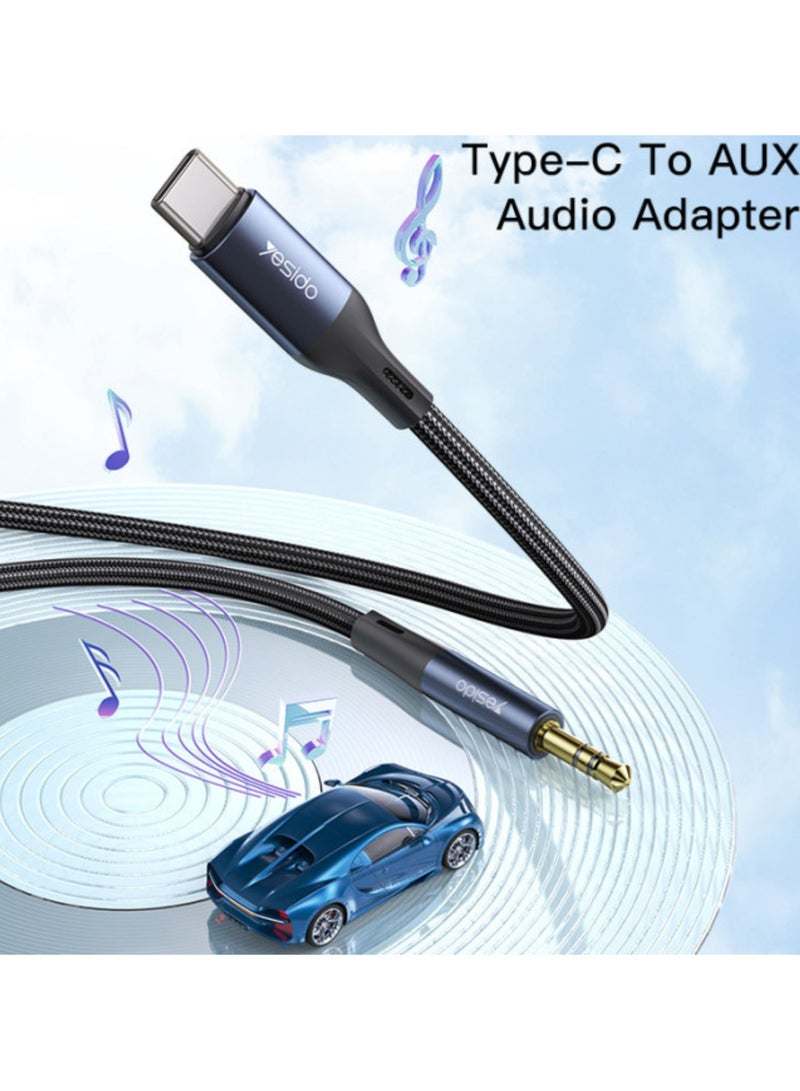 Yesido Nylon Braid USB TC To 3.5mm Pin Audio Cable for Mobile Phone| Headphone USB C Aux Converter - Image 3