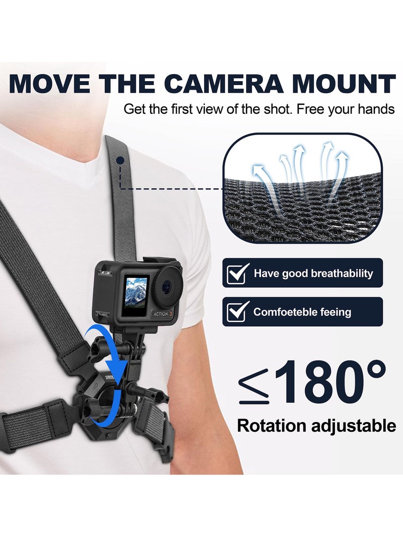 Excefore - Camera Mounts and Clamps Accessories Set, Mobile Phone Chest Strap Harness, for DJI OSMO Action Camera,Compatible for Insta360 X3/X2/One R/RS for GoPro Hero Series (Chest Strap) - Image 1