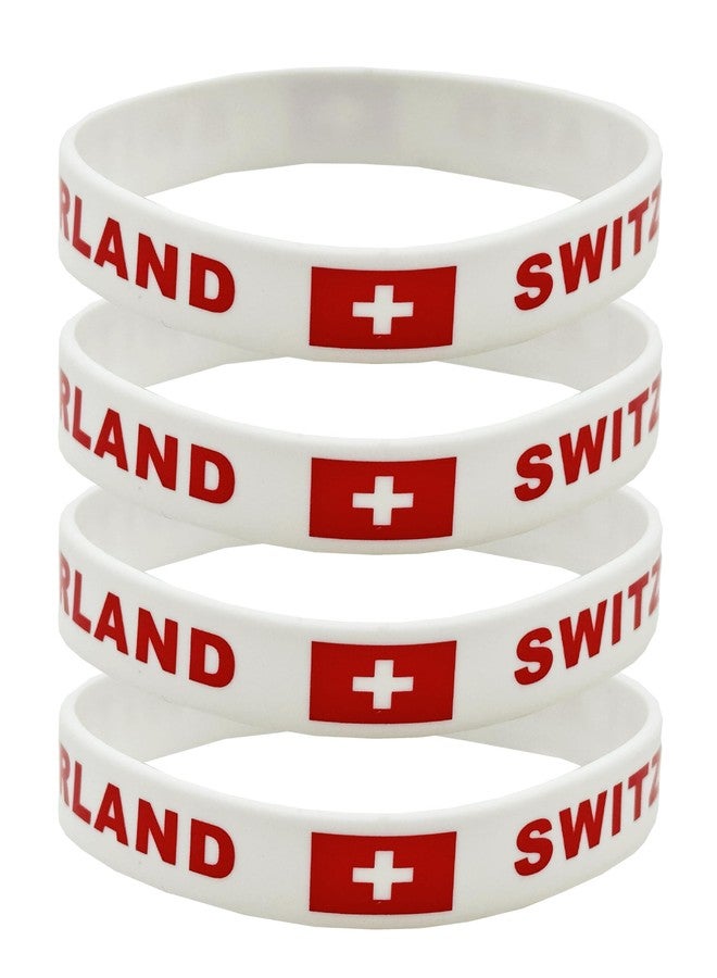 LLBFHH 4 Pcs Switzerland Swiss Country Flag Rubber Bracelets, National Flag Silicone Bracelet, Rubber Wristbands Patriotic Decorations Gift - Image 3