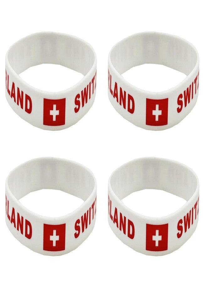 LLBFHH 4 Pcs Switzerland Swiss Country Flag Rubber Bracelets, National Flag Silicone Bracelet, Rubber Wristbands Patriotic Decorations Gift - Image 1