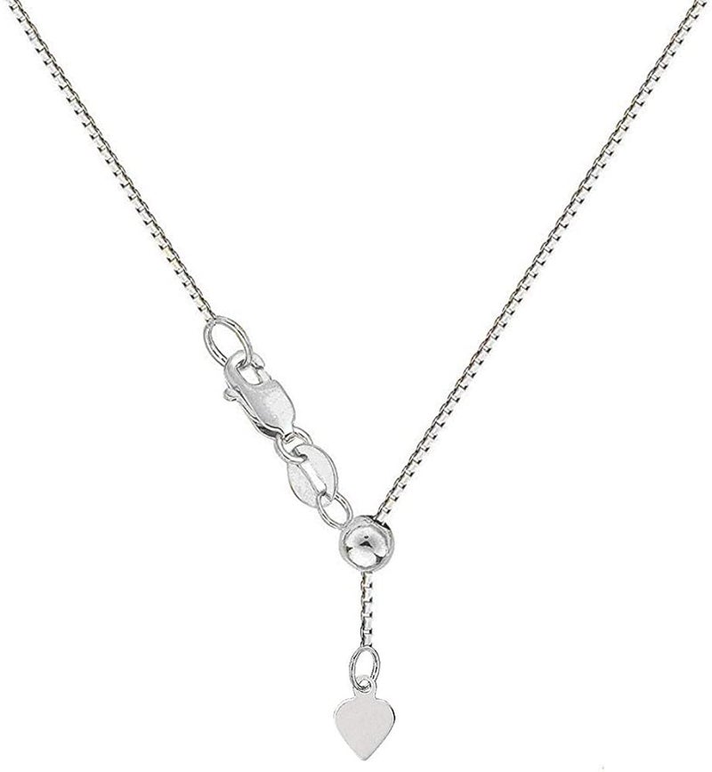 Savlano 925 Sterling Silver Solid 0.8mm Box Adjustable Bolo 14-24 Inch Chain Necklace For Women - Made in Italy Comes With a Gift Box (White) - Image 2