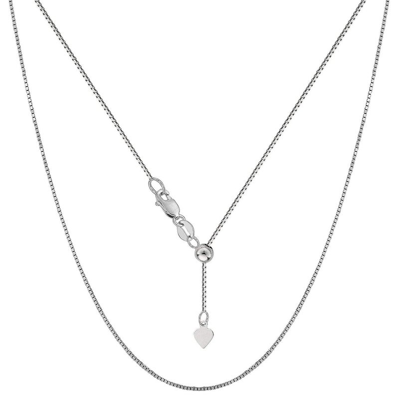 Savlano 925 Sterling Silver Solid 0.8mm Box Adjustable Bolo 14-24 Inch Chain Necklace For Women - Made in Italy Comes With a Gift Box (White) - Image 1