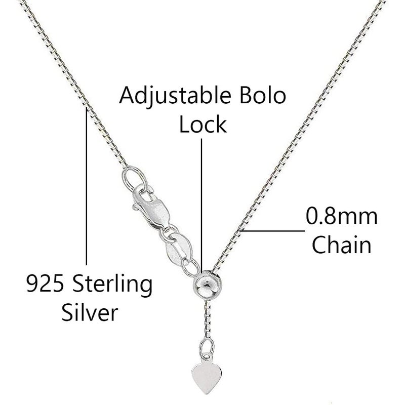 Savlano 925 Sterling Silver Solid 0.8mm Box Adjustable Bolo 14-24 Inch Chain Necklace For Women - Made in Italy Comes With a Gift Box (White) - Image 3