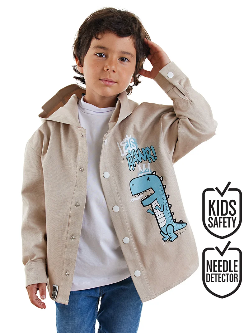 Denokids Dino Boy Gabardine Beige Shirt