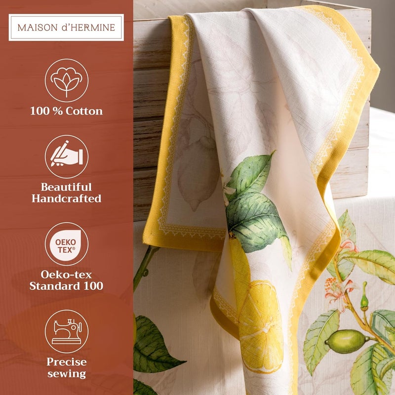 Maison d' Hermine Maison d Hermine Cloth Napkins Set of 4 100 Cotton Everyday Reusable Square Napkins Cloth Washable Dinner Party Wedding Restaurant SpringSummer Limoncello 20 x 20 - Image 2