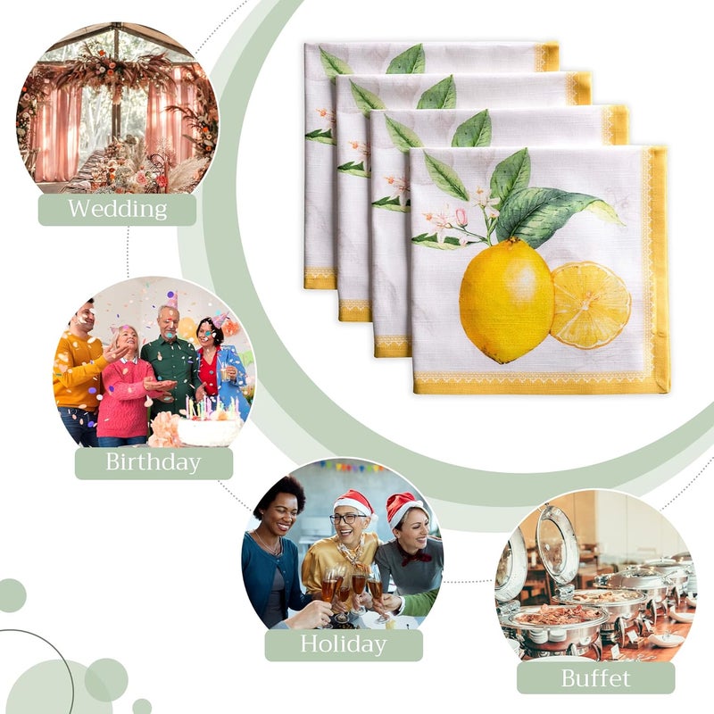 Maison d' Hermine Maison d Hermine Cloth Napkins Set of 4 100 Cotton Everyday Reusable Square Napkins Cloth Washable Dinner Party Wedding Restaurant SpringSummer Limoncello 20 x 20 - Image 5