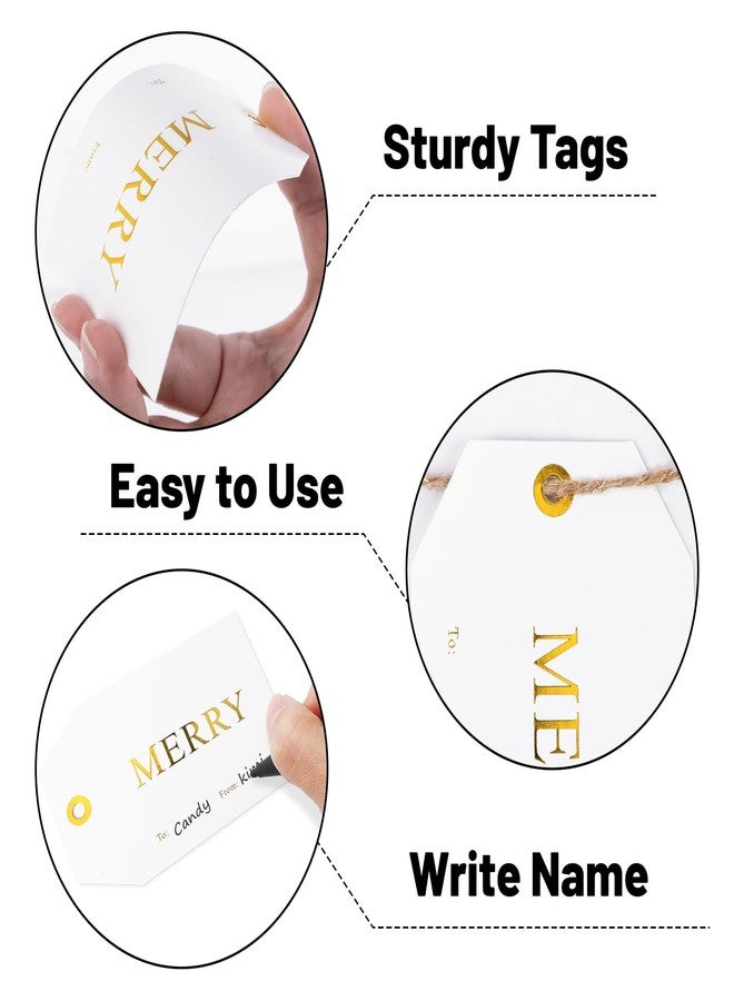 Alynta Christmas Gift Tags with String - 50Pcs Holiday Name Tags Gold Foil Xmas to and from Tag Merry Paper Tag for Christmas Presents Gift Wrapping Xmas Decorations - Image 3