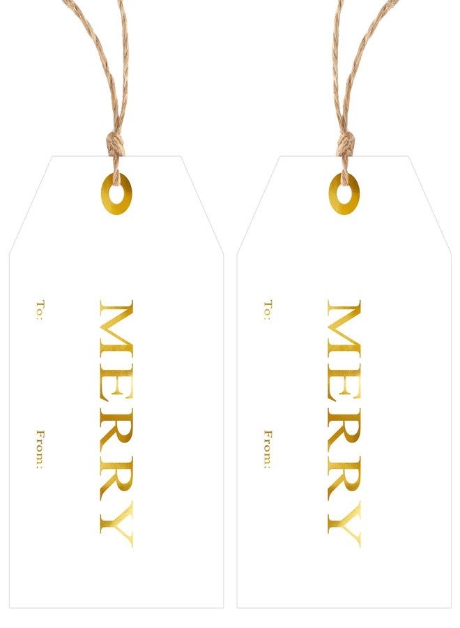 Alynta Christmas Gift Tags with String - 50Pcs Holiday Name Tags Gold Foil Xmas to and from Tag Merry Paper Tag for Christmas Presents Gift Wrapping Xmas Decorations - Image 1