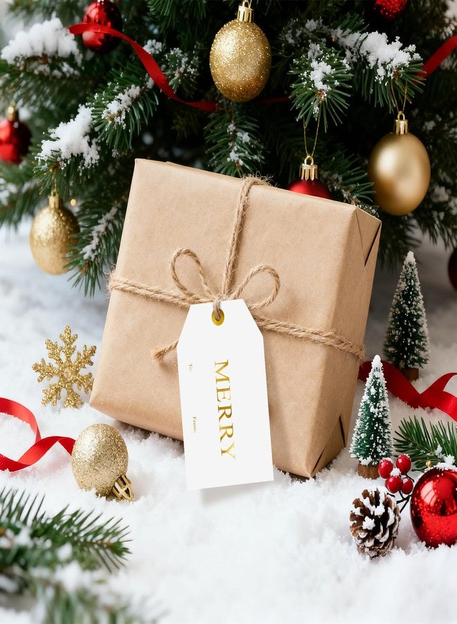 Alynta Christmas Gift Tags with String - 50Pcs Holiday Name Tags Gold Foil Xmas to and from Tag Merry Paper Tag for Christmas Presents Gift Wrapping Xmas Decorations - Image 5