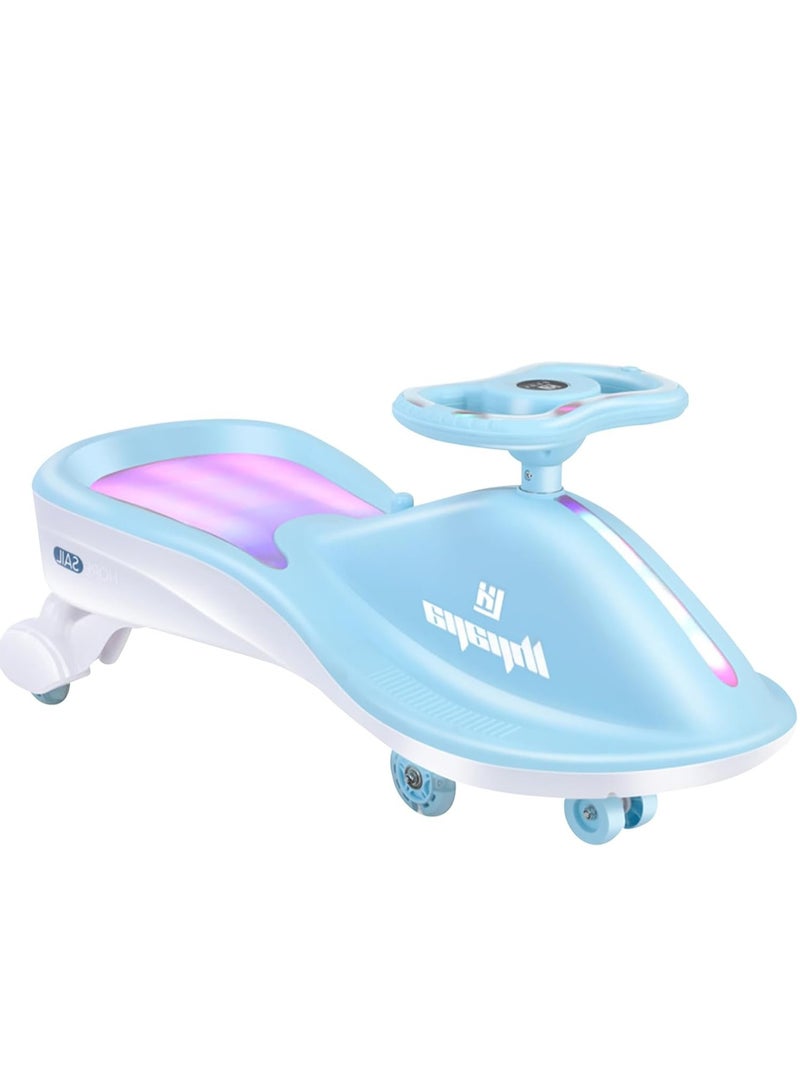 بيوينتي سيارة متأرجحة مجانية للأطفال، سيارة هزازة بإضاءة LED مع موسيقى للعب في الأماكن المغلقة والخارجية هدية للأطفال من سن 1 إلى 3 إلى 6 سنوات (أزرق فاتح) - Image 1