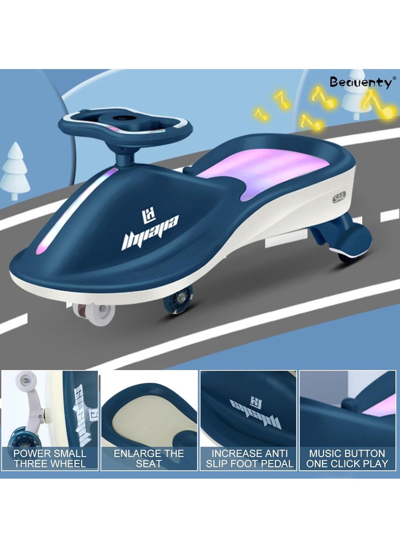 بيوينتي سيارة متأرجحة مجانية للأطفال، سيارة هزازة بإضاءة LED مع موسيقى للعب في الأماكن المغلقة والخارجية هدية للأطفال من سن 1 إلى 3 إلى 6 سنوات (أزرق فاتح) - Image 3
