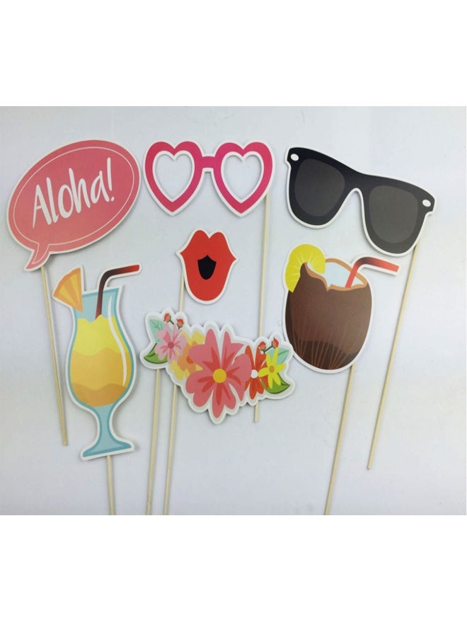 KatchOn، Luau Photo Booth Props - حزمة من 21 قطعة من أدوات التصوير الاستوائية، زينة حفلات Luau  زينة حفلات الشاطئ  أدوات هاواي، زينة حفلات على طراز هاواي زينة حفلات Flamingo - Image 5