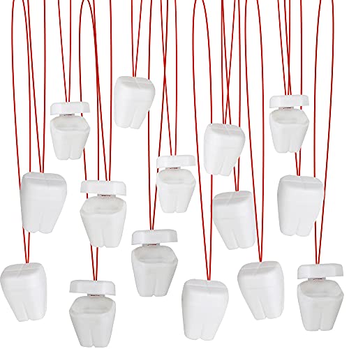 ArtCreativity Tooth Saver Necklaces Set of 144 White Teeth Containers Tooth Holders For Boys Girls Dentist Office Giveaways For Kids Theme Party Supplies Unique Goodie Bag Fillers - Image 1