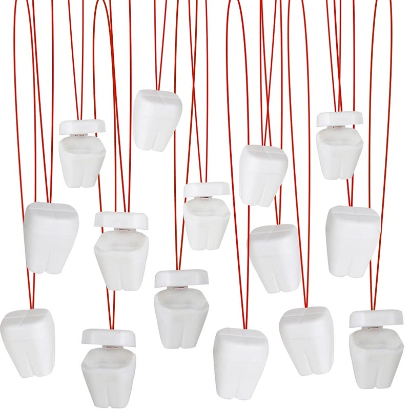 ArtCreativity Tooth Saver Necklaces Set of 144 White Teeth Containers Tooth Holders For Boys Girls Dentist Office Giveaways For Kids Theme Party Supplies Unique Goodie Bag Fillers - Image 2