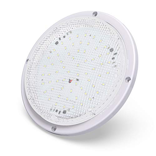 Leisure LED RV Trailer Camper 5th Wheel White 8.5" Round Scare Porch 12V LED Light 600 LM - Image 1