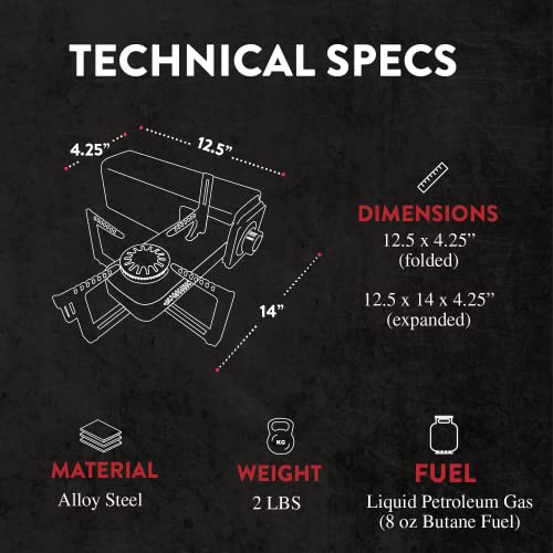 GasOne غاز وان GS-8300 - موقد تخييم موقد بوتان مدمج مع حقيبة حمل - موقد محمول قابل للطي - Image 2