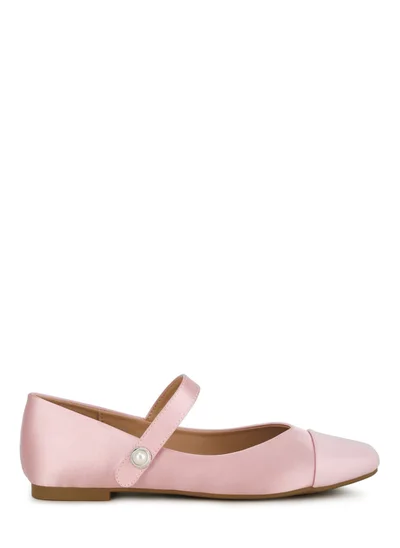 London Rag Pink Patent Toe Cap Satin Mary Jane