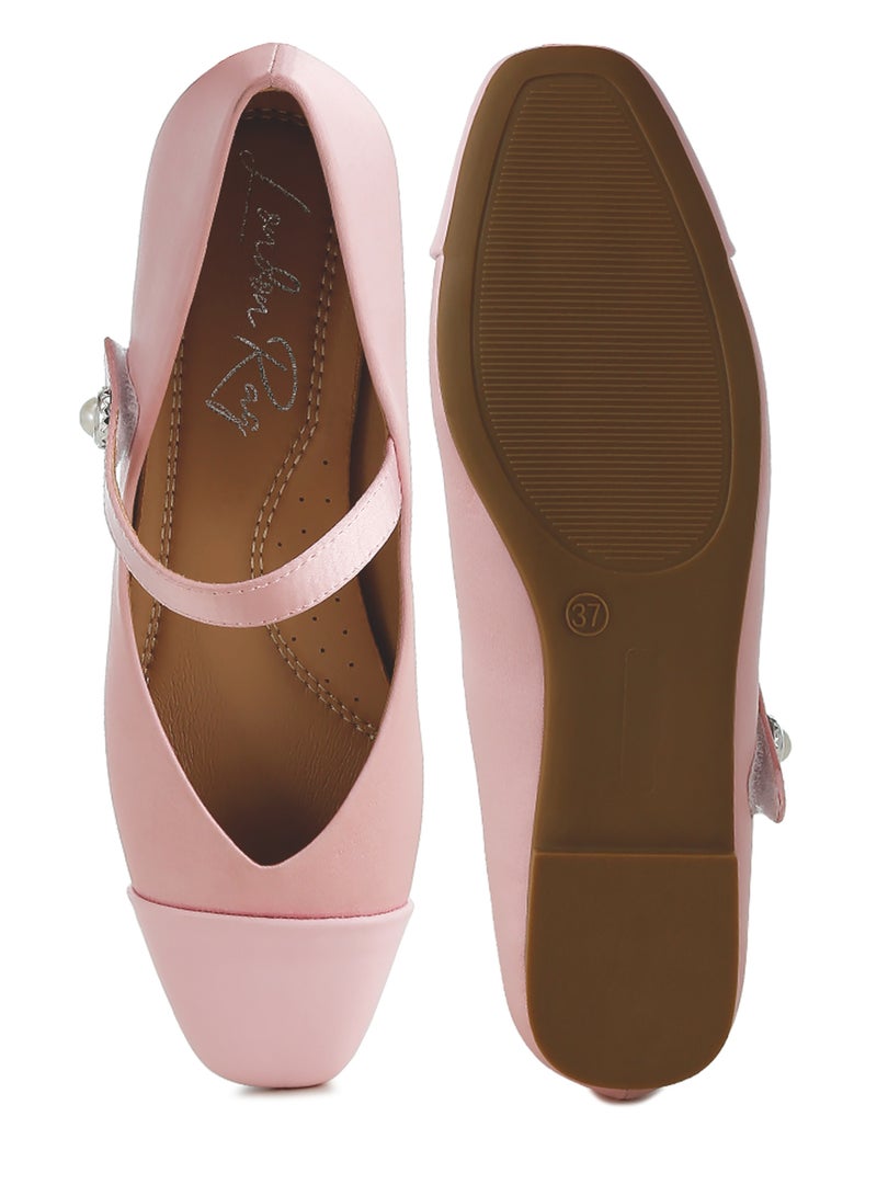 London Rag Pink Patent Toe Cap Satin Mary Jane - Image 4