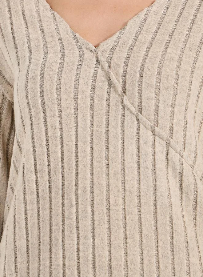 Styli Rib Cross Over Long Sleeves Top & Leggings Lounge Set