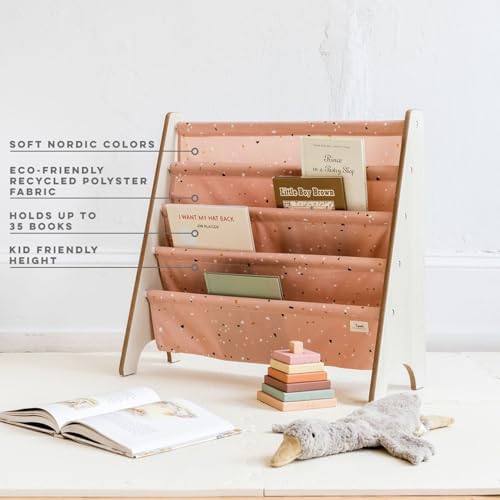 3 Sprouts Kids Bookshelf Made Of Recycled Fabric Book Shelf Kids In Clay Terrazzo For Ages 3+ - Image 4