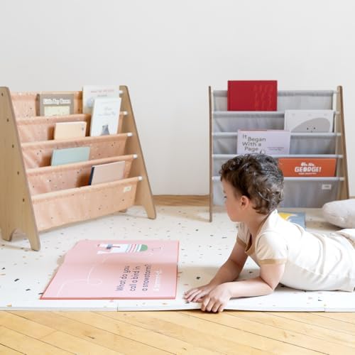 3 Sprouts Kids Bookshelf Made Of Recycled Fabric Book Shelf Kids In Clay Terrazzo For Ages 3+ - Image 2