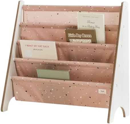 3 Sprouts Kids Bookshelf Made Of Recycled Fabric Book Shelf Kids In Clay Terrazzo For Ages 3+ - Image 1