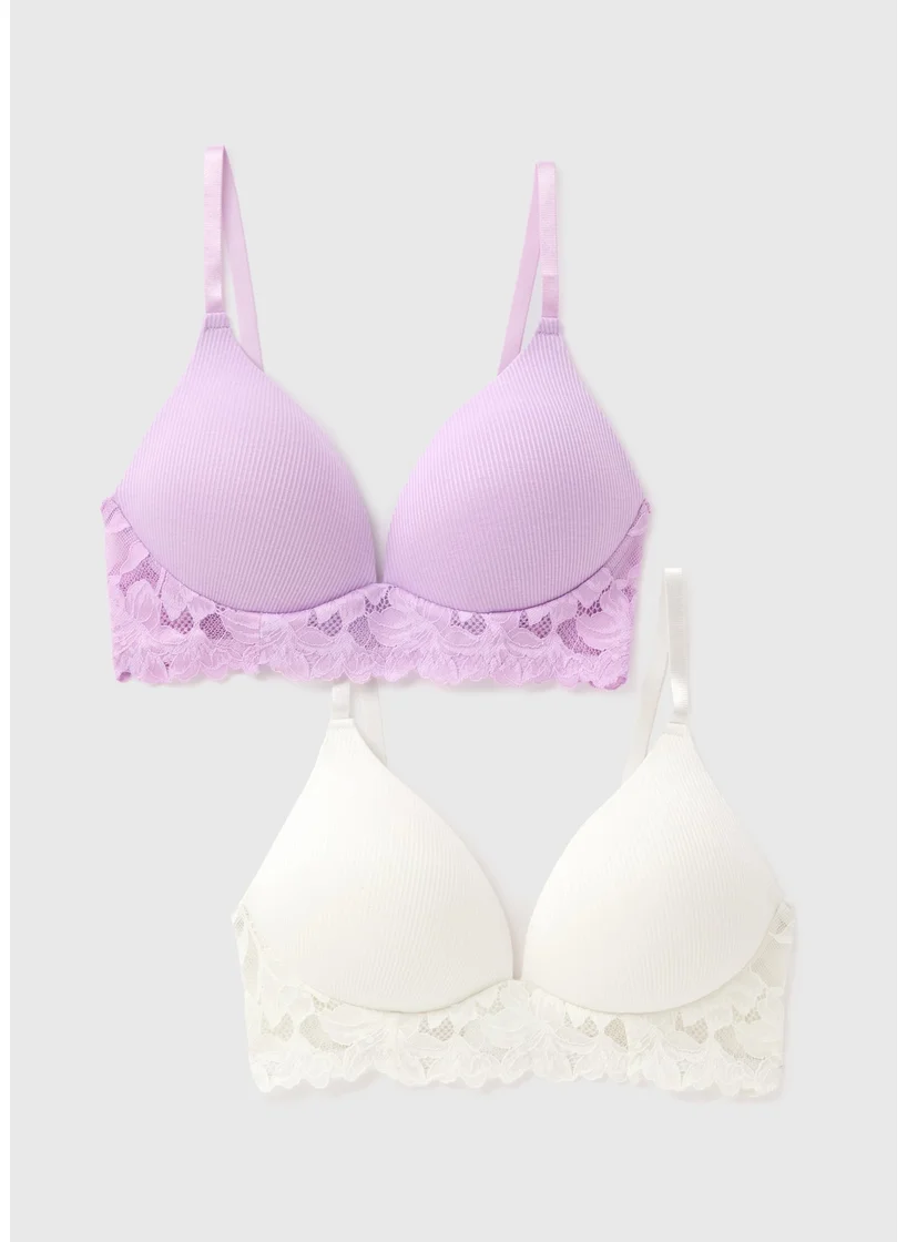 Matalan 2 Pack Lilac Plunge Bralette