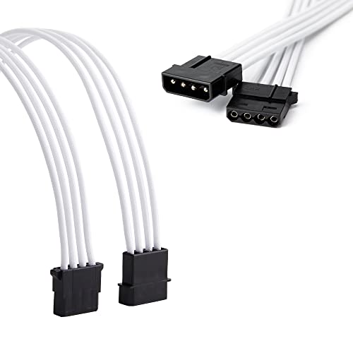Formulamod SATA + Molex Power Extension Cable Kit, Male to Female 11.8 Inch Extender Sleeve Power Cables (White) - Image 5