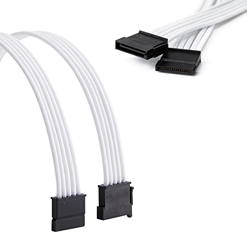 Formulamod SATA + Molex Power Extension Cable Kit, Male to Female 11.8 Inch Extender Sleeve Power Cables (White) - Image 4