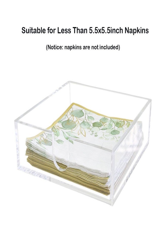 HANKOR Cocktail Napkin Holder, Acrylic Napkin Caddy for Table, Square Napkin Dispenser for Bar, Kitchen, Party, Dinner, 5.5x5.5x2" (Clear) - Image 2