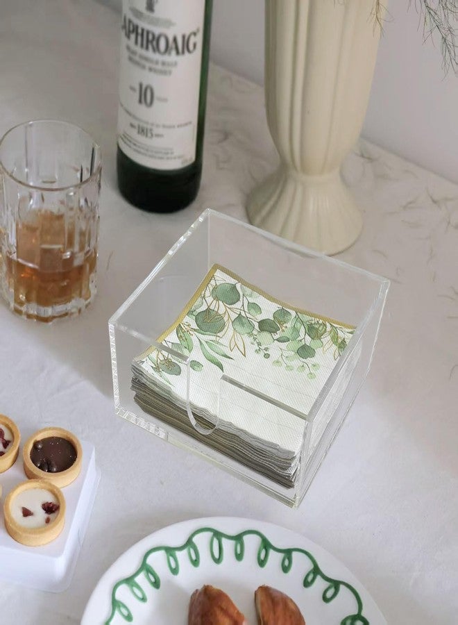 HANKOR Cocktail Napkin Holder, Acrylic Napkin Caddy for Table, Square Napkin Dispenser for Bar, Kitchen, Party, Dinner, 5.5x5.5x2" (Clear) - Image 3