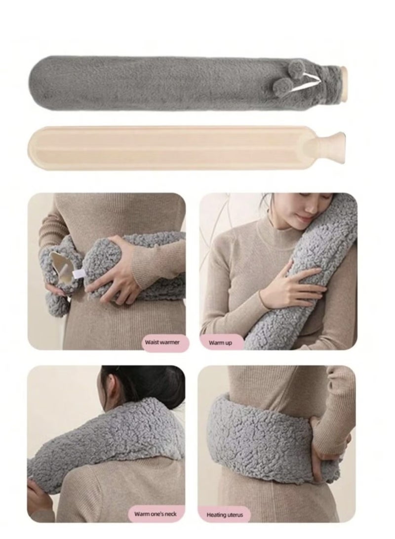 يا إلهي زجاجة ماء ساخن بغطاء من القطن الناعم كيس ماء ساخن لعلاج آلام البرد والساخن وتخفيف آلام الظهر والرقبة والتشنجات الشهرية - Image 2