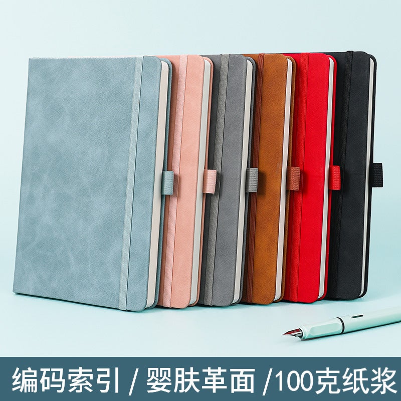 Baby Skin Leather Surface Pu Color Changing Leather Notebook Coding Index Pen Plug Design Business Meeting Printed Logo Notebook - Image 2