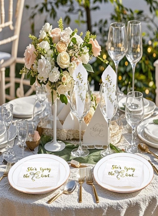 مجموعة مناديل زفاف WRAPAHOLIC، 50 قطعة - مناديل كوكتيل ثلاثية الطبقات للاستخدام مرة واحدة، مثالية لحفلات الخطوبة والزفاف، مزينة بورق ذهبي مكتوب عليها "هي تعقد قرانها" - 5 × 5 بوصة - Image 5