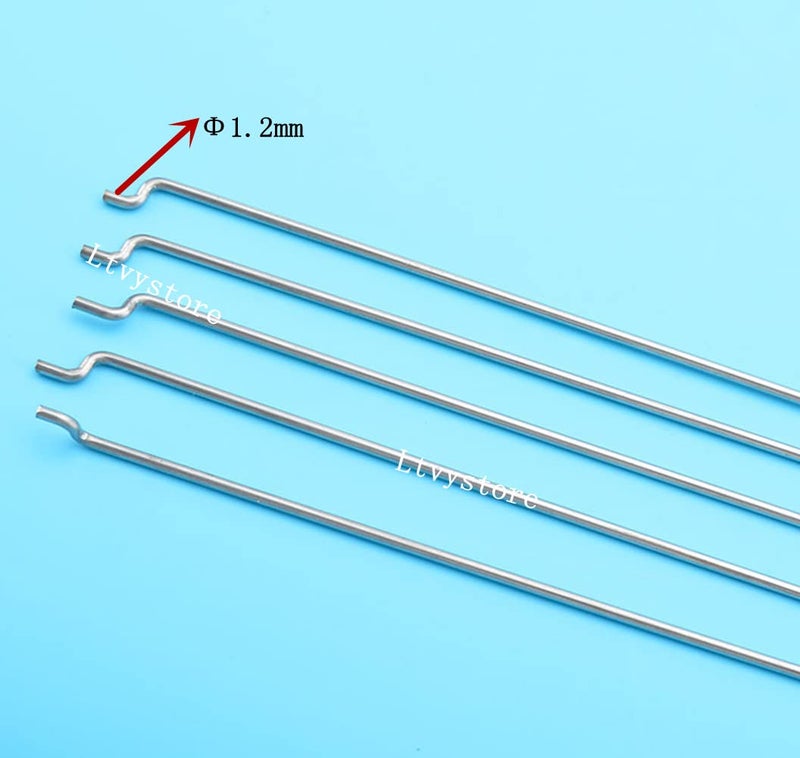 Ltvystore 20Pcs 304 Stainless Steel 1.2 x 450mm Z Push Rods Parts &20Pcs Nylon Control Horns 21x10 mm Compatible for RC Airplane Plane Boat Replacement - Image 3