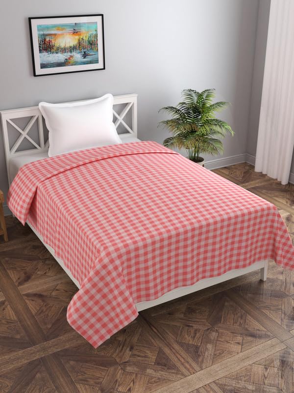 MORADO Glace Cotton 210 TC Single Bed Size Duvet CoverQuilt CoverRajai CoverBlanket Cover with Zipper 60x90 InchesPink - Image 1