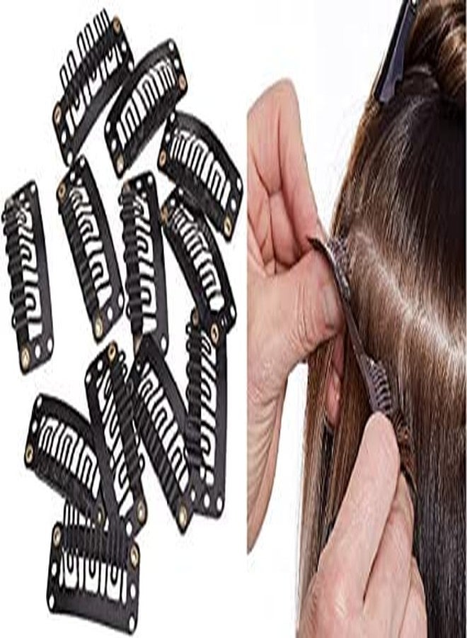 KYNA Hair Extension Wig Clip/Patch Clips/Toupee Clips For Girls And Women Comb Of 12 Wig Patch Clips (Black Colour) - Image 1