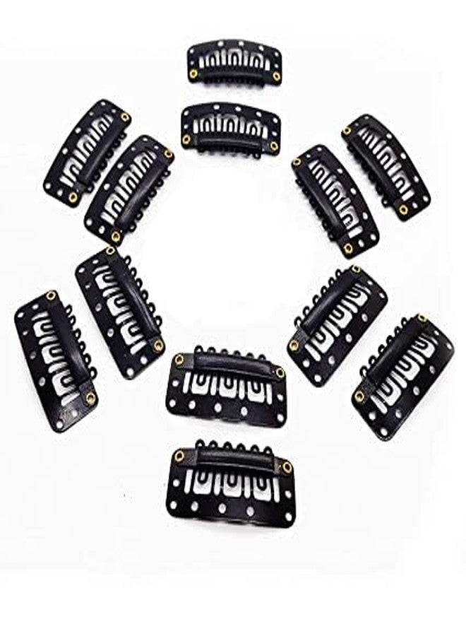 KYNA Hair Extension Wig Clip/Patch Clips/Toupee Clips For Girls And Women Comb Of 12 Wig Patch Clips (Black Colour) - Image 3