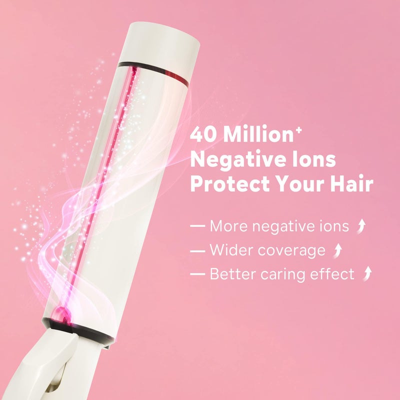 NOVUSPRO 1.5 Inch Extra Large Curling Wand for Long Hair - Ceramic Tourmaline Barrel with 40000000 Negative Ions, 2 Clips & Heat-Resistant Glove - Image 2