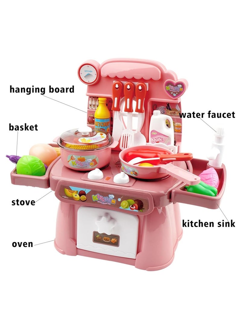 HaiLeTao Kitchen Toys Imitated Chef Light Music Pretend Cooking Food Play Dinnerware Set Safe Cute Children Girl Toy Gift Fun Game Toy Kitchen Sink with... - Image 5