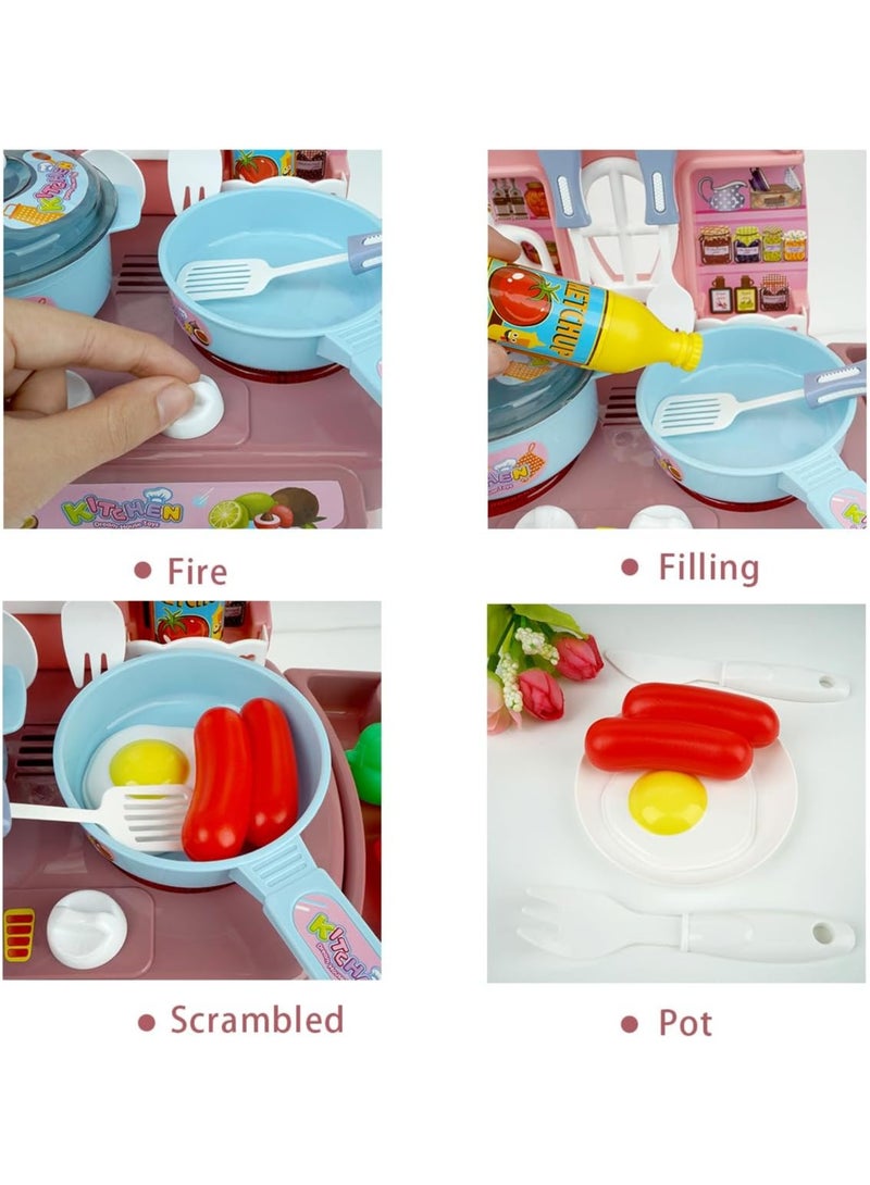 HaiLeTao Kitchen Toys Imitated Chef Light Music Pretend Cooking Food Play Dinnerware Set Safe Cute Children Girl Toy Gift Fun Game Toy Kitchen Sink with... - Image 4