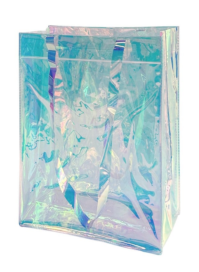 TotePrint 1pcs Waterproof Large Transparent Pvc Shopping Clear Tote Bag with Handles Beach Bags for Work Beach Sports (Holographic Blue) - Image 1